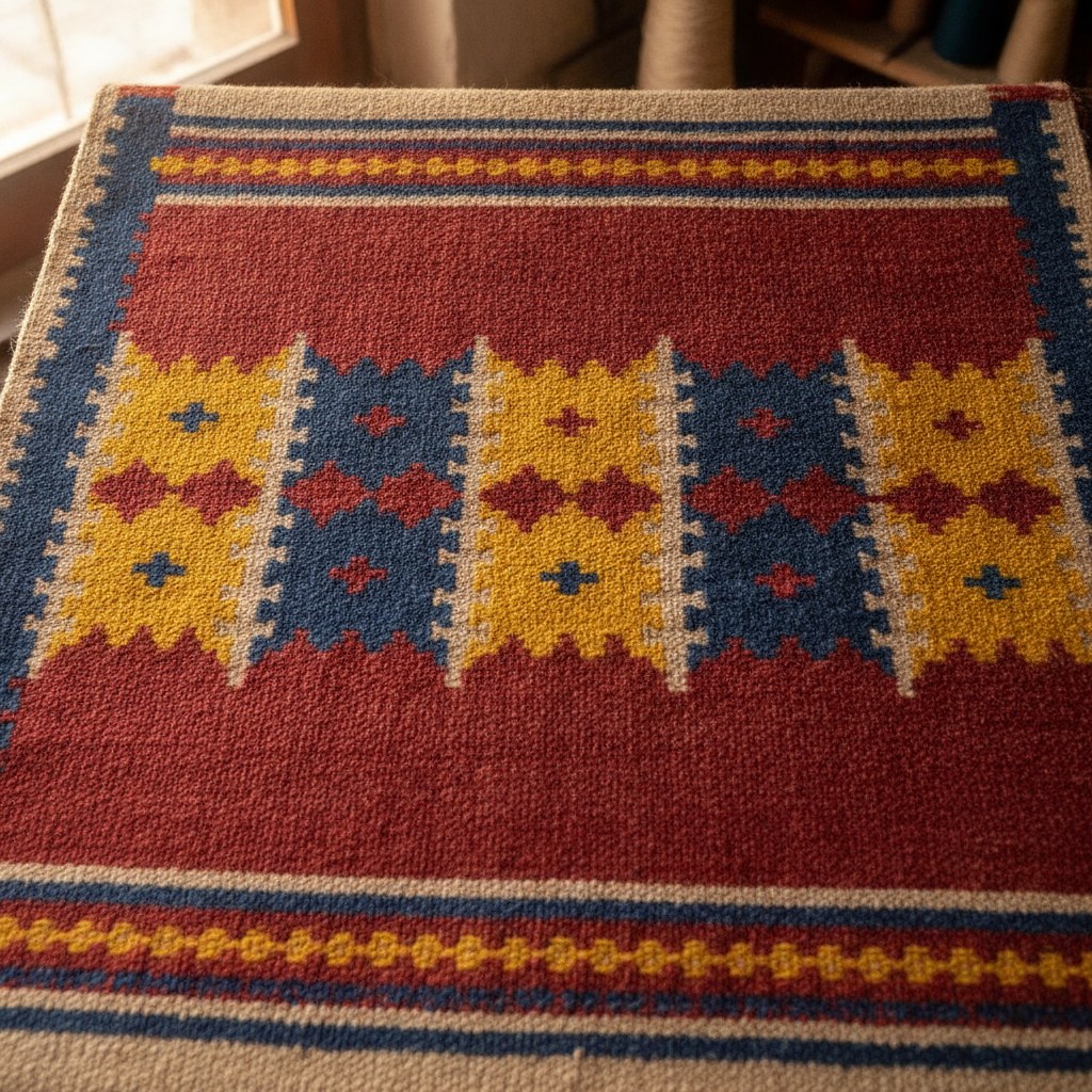 TZ-014 elibelinde motifli düz kilim yüzeyinin yakın çekimi